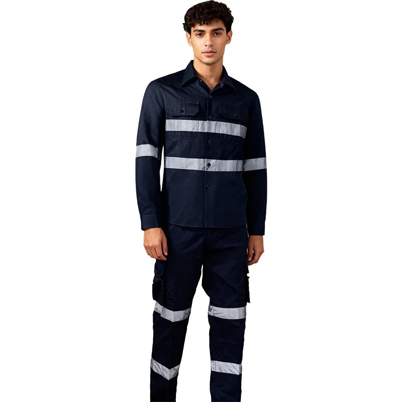 Wholesale Hi Vis Industrial Reflective Safety Working Uniform Clothes Workwear Jacket  with Pants for Men