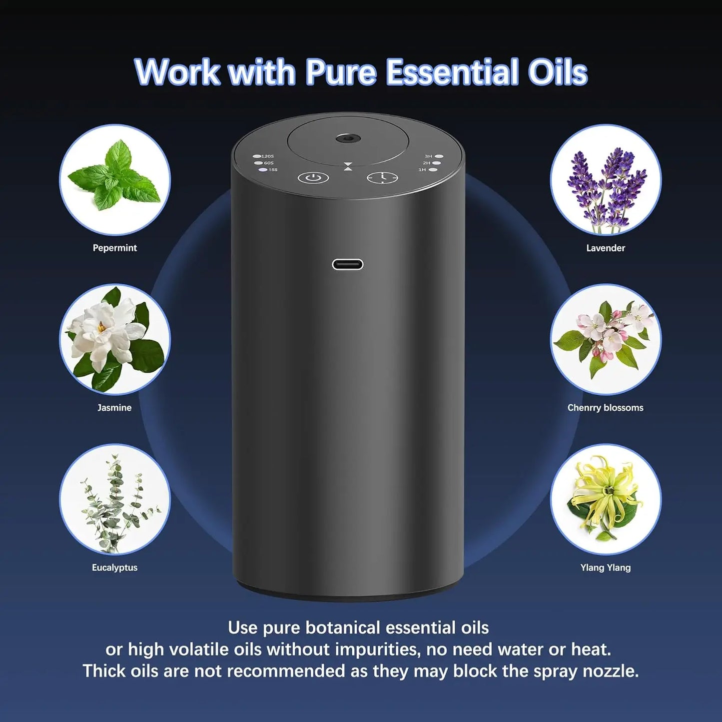 Leak Proof Aluminum USB Rechargeable Smart Cold Mist Cordless Aromatherapy Diffuser with Timing Function for Car Office & Room