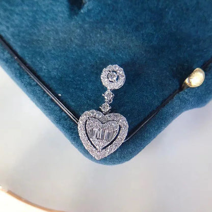 Romantic Heart Pendant Necklace for Women Sparkling Stone Wedding Jewelry