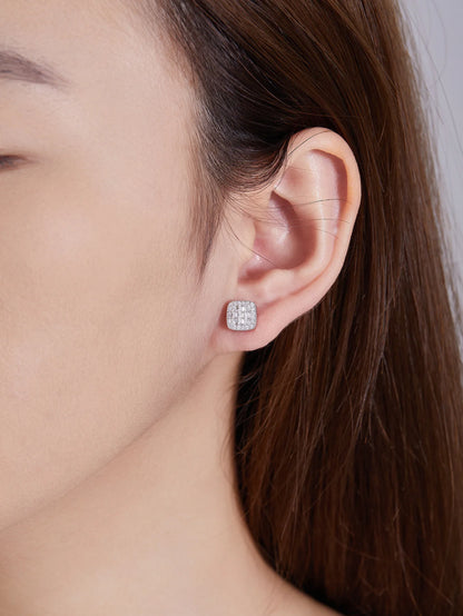 Hot Selling Cushion Cut Moissanite Diamond Stud Ring and Square Earrings Trendy Unisex Gift for Women Men Anniversary Party