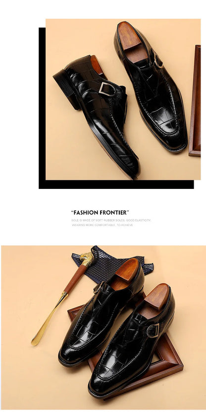 ClassicPattern Business Flat Shoes Men Designer Formal Dress Leather Shoes Men's Loafers Valentine Gifts Shoes