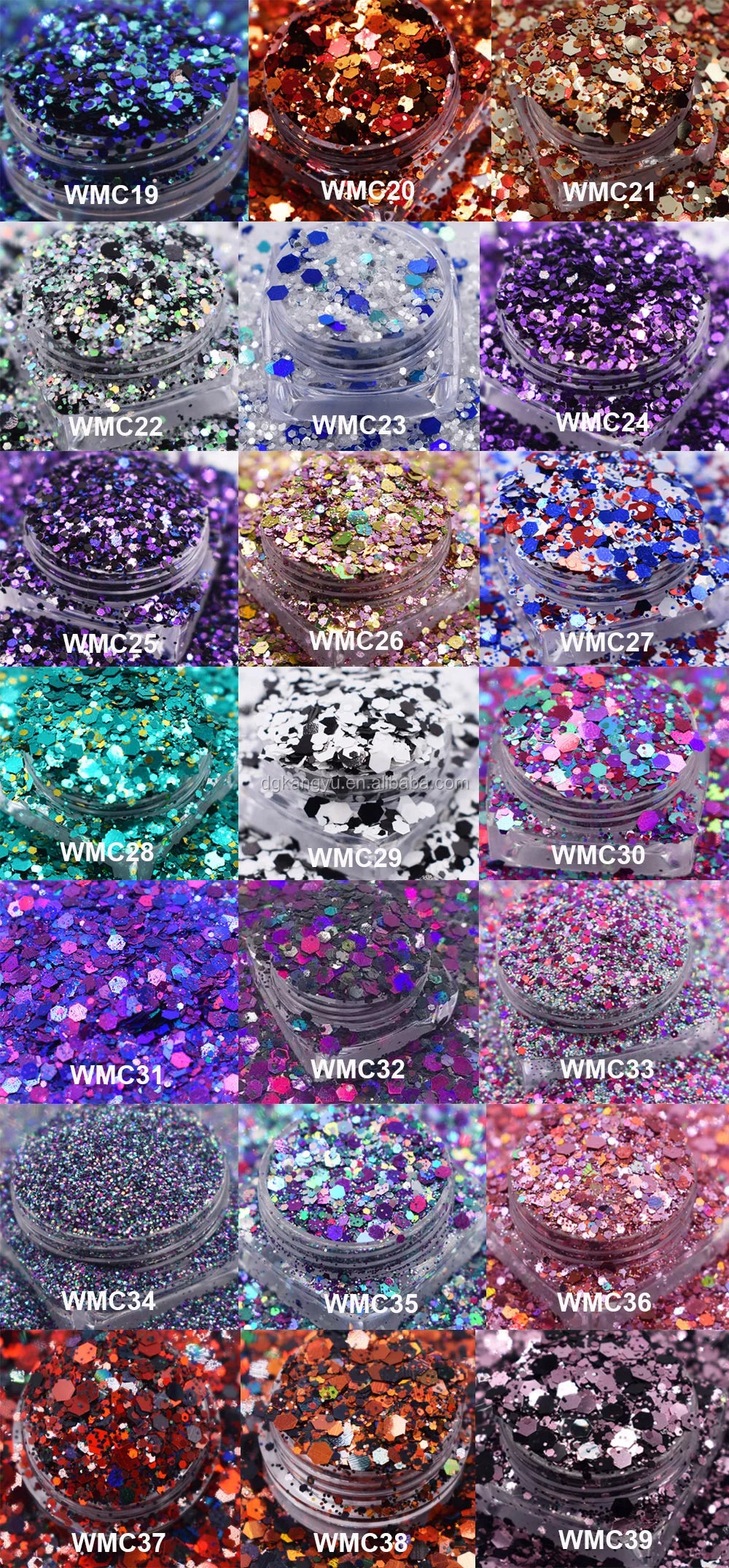 Prime Quality Wholesale PET Glitter Shapes Holographic or Iridescent Chunky Mixes Hexagon Glitter