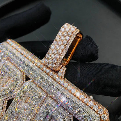 Super Bling Luxury Hip Hop Charm Pendant 925 Sterling Silver Rose Gold Plated VVS Moissanite Iced Drip Jewelry Men's