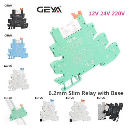 1PCS GEYA 6.2mm Slim Relay Module 41F Integrated PCB Mount Power Relay 12VACDC 24VACDC 48VACDC 110VAC 230VAC