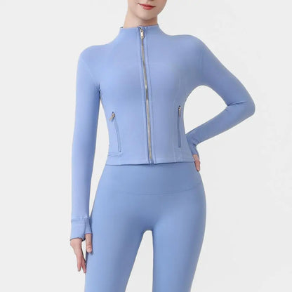 USA Oversea Warehouse Thermal Yoga Jacket Women Fleece Lined Workout Top Cold Weather Running Sportswear Outdoor Fitness Gear