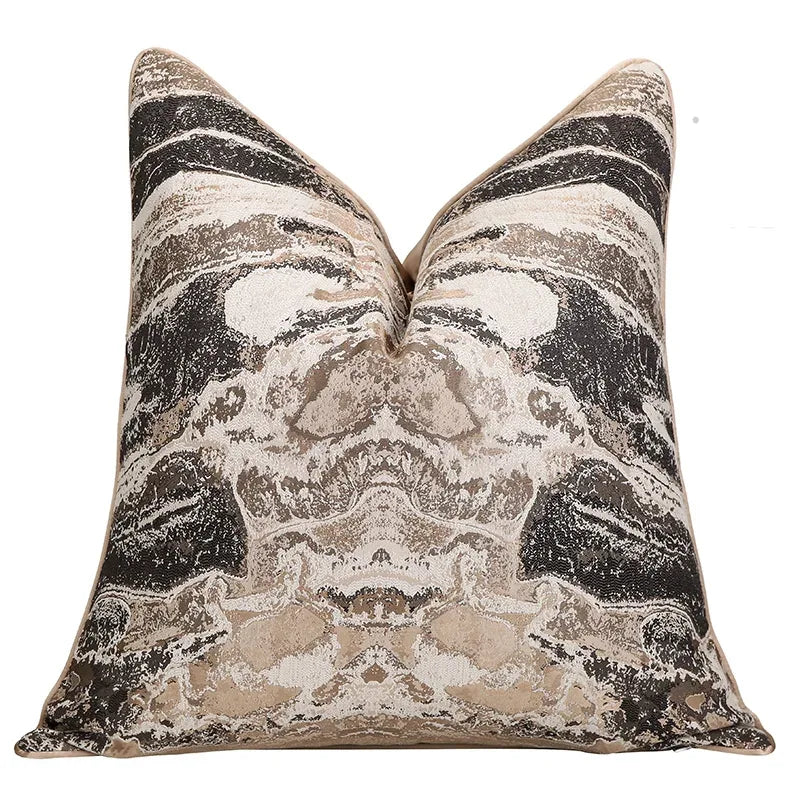 24" 22" 20" 18" Throw Pillow Covers Luxury Jacquard Marble Cushion Cover Brown Sliver Modern Decorative Pillow Cover