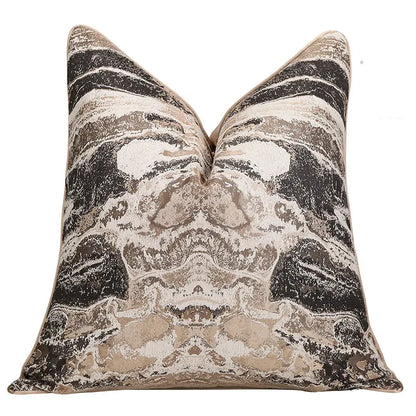 24" 22" 20" 18" Throw Pillow Covers Luxury Jacquard Marble Cushion Cover Brown Sliver Modern Decorative Pillow Cover