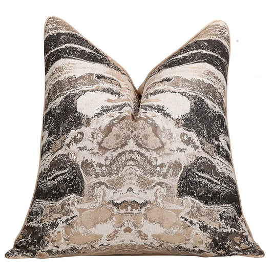 24" 22" 20" 18" Throw Pillow Covers Luxury Jacquard Marble Cushion Cover Brown Sliver Modern Decorative Pillow Cover