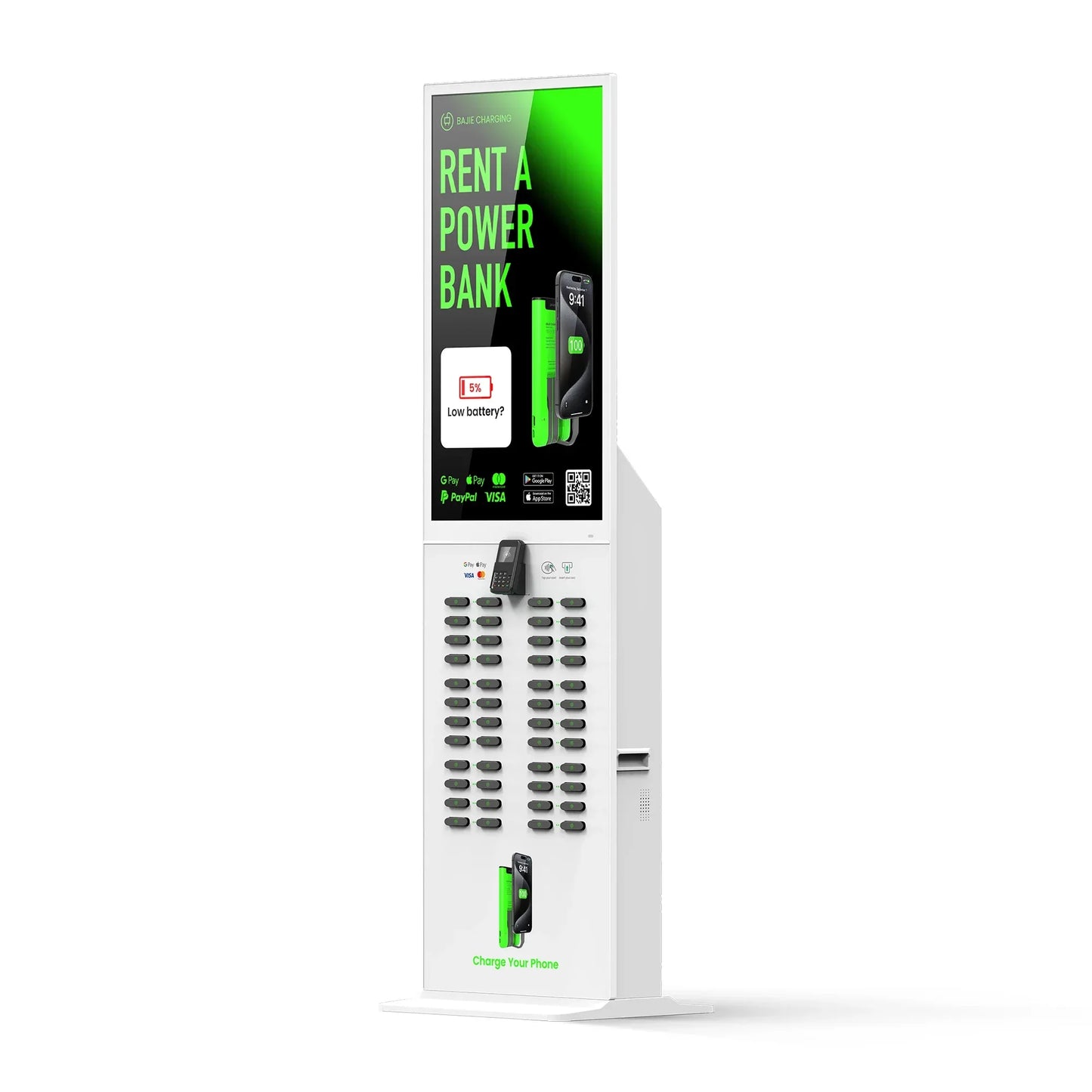 Large Vending Machine Mobile Power Kiosk 48 Slots Shared Mobile Power Station Restaurant Coffee Shop Easy to Rent and Use