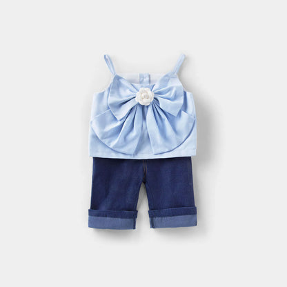 Sweet Princess Dress Collection for Girls Solid Patterns and Bows Clothing Sets for Children