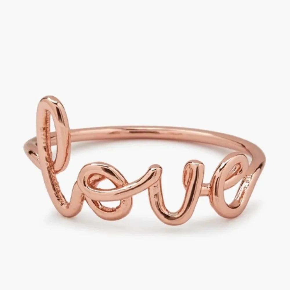 F1574 Love Letter Ring Rose Gold Plated Alloy Unisex Fashion Ring Valentine's Day Jewelry