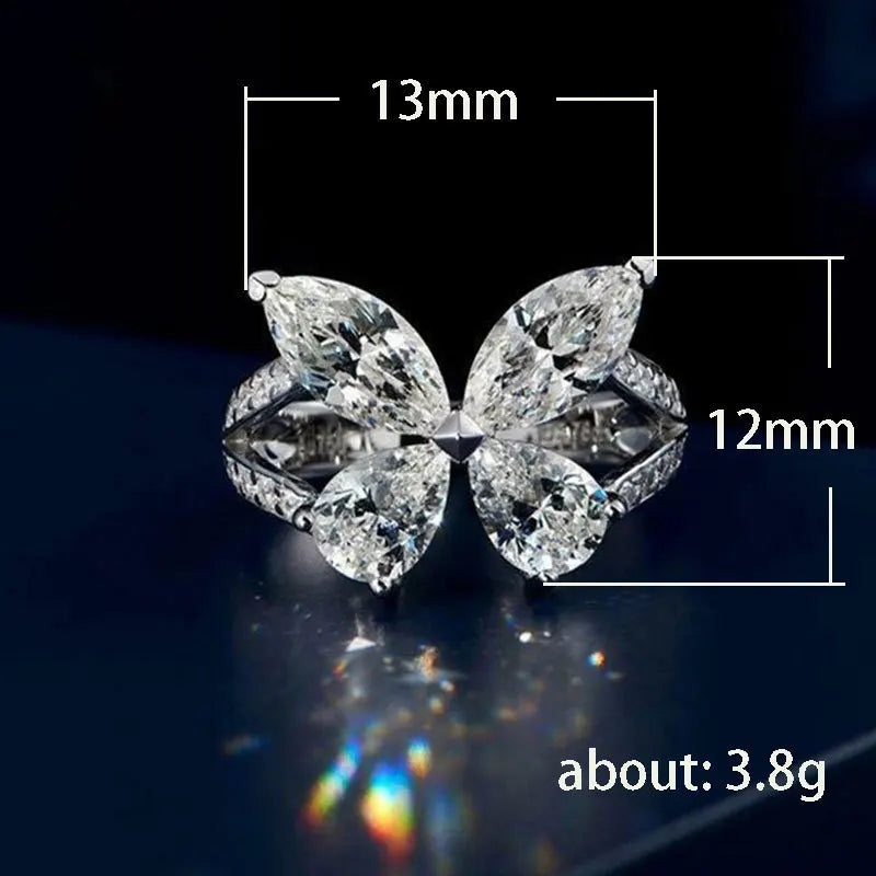 F1664 Flower Cocktail Ring Women's Marquise Cubic Zirconia Prong Setting Engagement Fashion Rings