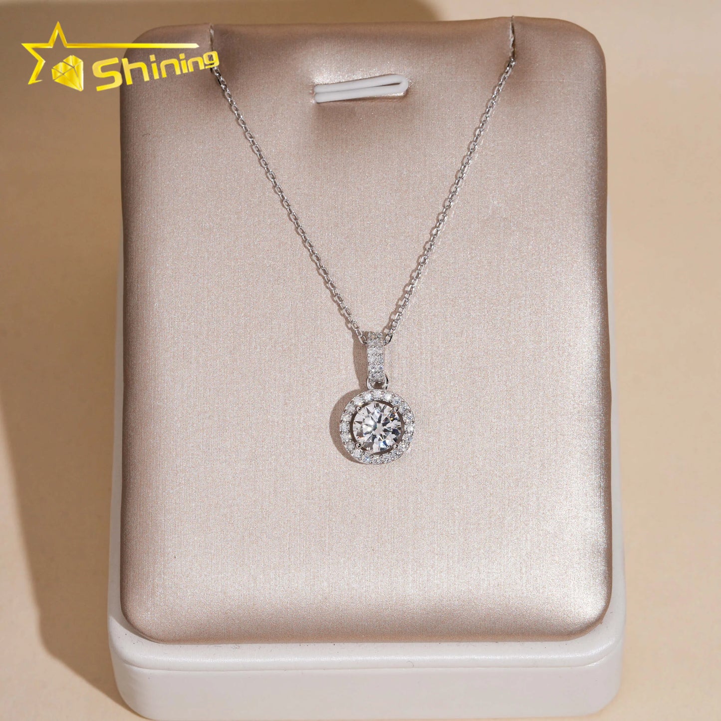 USA Warehouse Large Stock GRA Certificate 925 Sterling Silver 1CT Brilliant Cut VVS Moissanite Diamond Women Necklace