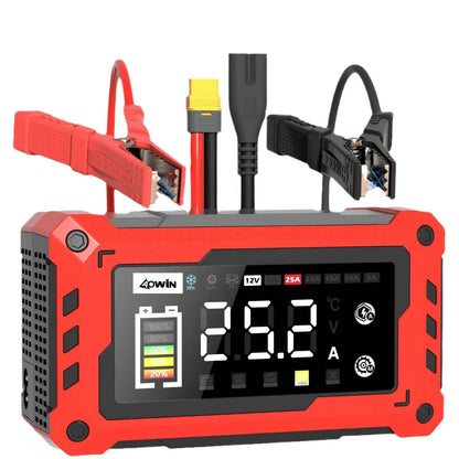 Automatic Universal Motorcycle Car Battery Charger 12V 24V 25A Adjustable Current  9-stage Battery Charger with Car Booster