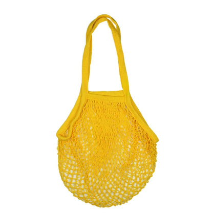 Recycled Reusable Cotton String Mesh Net Shopping Bag Long Handle Fruit Vegetable Grocery Produce Tote for Daily Life Letter