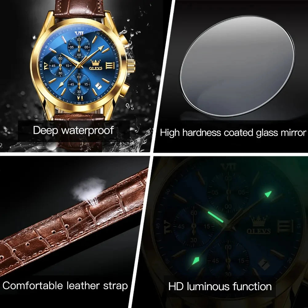 OLEVS 2872 Luxury Original Quartz Watches Chronograph Luminous Hands Waterproof Wristwatches for Men Montre Relojes Pour Homme
