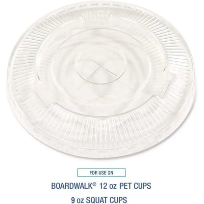 Boardwalk BWKNPET910STRAPK Disposable Lids 9 Oz. to 10 Oz. Crystal-Clear Cold Cup Straw-Slot Packaged (100/Pack) B0F8PK87WD