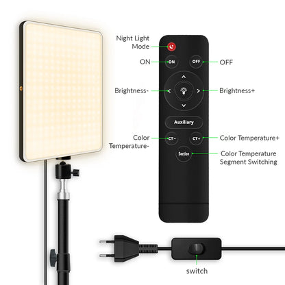14inch 10inch LED Video Light Panel EU Plug 3200K-6000K Photography Lighting Remote Control For Live Streaming Photo Studio Lamp