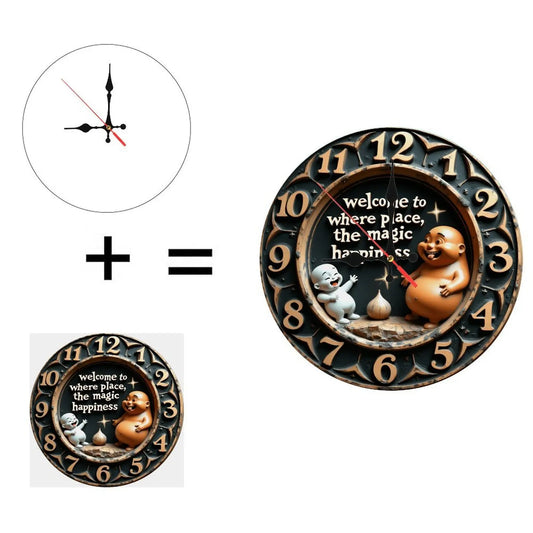 10-Inch Wood Wall Clock for a Writer with a Quill Pen and Inkwell by PDG ibma