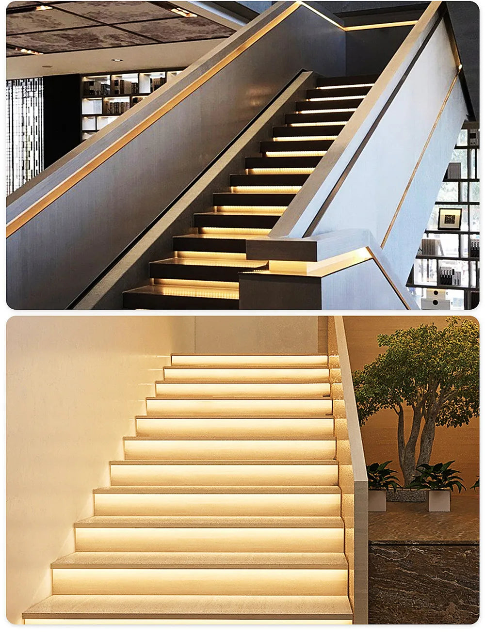 PIR Motion Sensor Stair LED Strip 12V SMD 5050 White / Warm White Lamp Tape Light 32 Ways Staircase Controller Step LED Ribbon