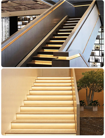 PIR Motion Sensor Stair LED Strip 12V SMD 5050 White / Warm White Lamp Tape Light 32 Ways Staircase Controller Step LED Ribbon