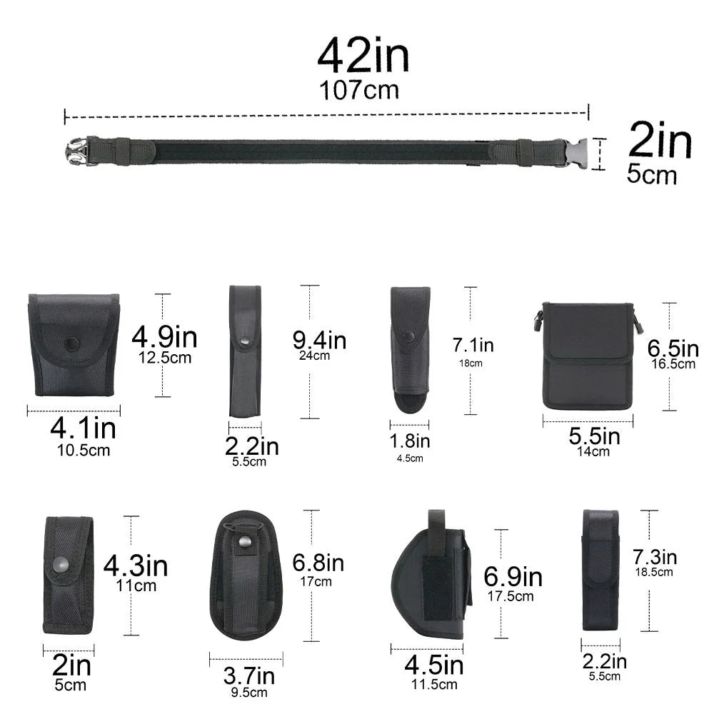 Tactical Security Duty Belts Multifunctional Gun Holster Flashlight Pouch Sets Utility Kit Patrol Belt for Hunting Accessories