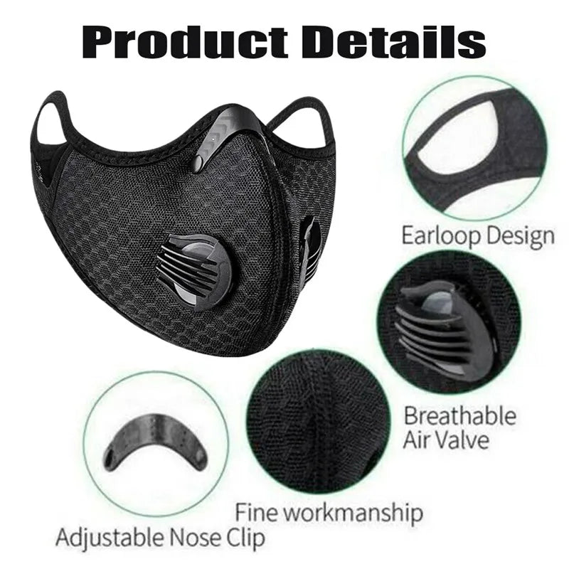 Sport Face Mask Activated Carbon Filter Dust Mask PM 2.5 Anti-Pollution Running Training MTB Road Bike Cycling Mask