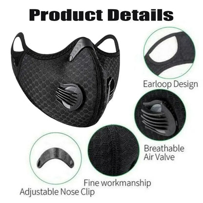 Sport Face Mask Activated Carbon Filter Dust Mask PM 2.5 Anti-Pollution Running Training MTB Road Bike Cycling Mask
