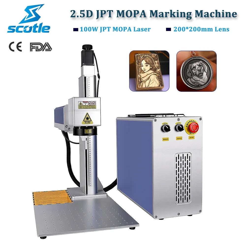 EU Stock Scotle Portable 100W JPT M7 MOPA BSL 2.5D XDING Fiber Laser Marking Machine for Relief Deep Metal Mark Engraving Maker