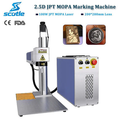EU Stock Scotle Portable 100W JPT M7 MOPA BSL 2.5D XDING Fiber Laser Marking Machine for Relief Deep Metal Mark Engraving Maker