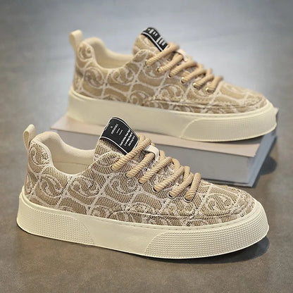 High Top Classic Canvas Shoes for Men's Breathable Flat Bottomed Men's Casual Canvas Shoes