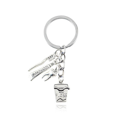 Bag Accessories Toothbrush Floss Toothpaste Tooth Dental Hygienist Pendant Keychain