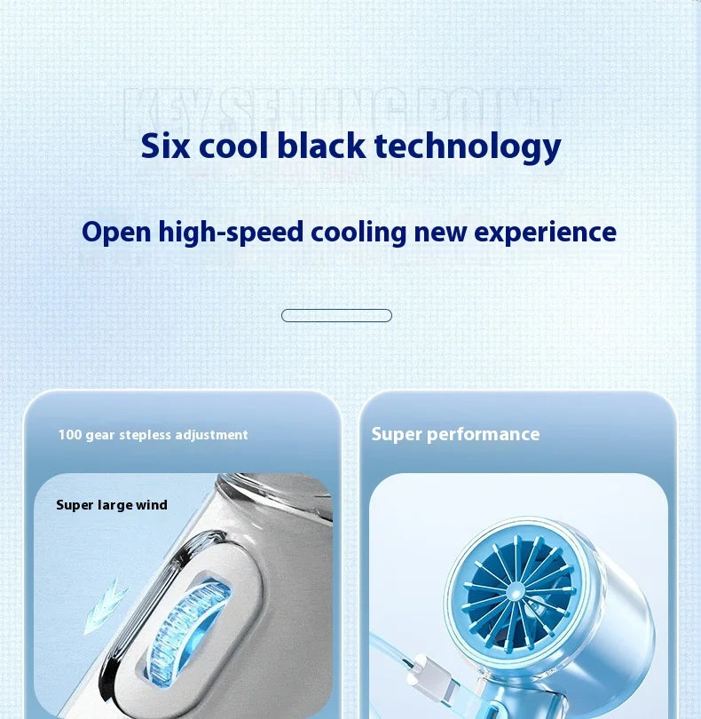 RYW Fan Factory FS2553 Portable 3000mAh USB Rechargeable Foldable Touch Control Handheld Fan Flashlight for Students Car Outdoor
