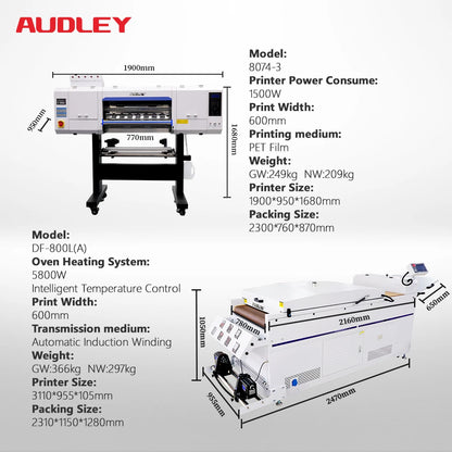 Audley 4 Head DTF Printer with High-Speed Precision Printing for T-Shirt and Textile Customization