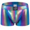 Patent Imitation Leather Shiny Fashion Low-rise Floral Knitted Boxer Briefs Waist Garment Dyed Casual Club Party Men's