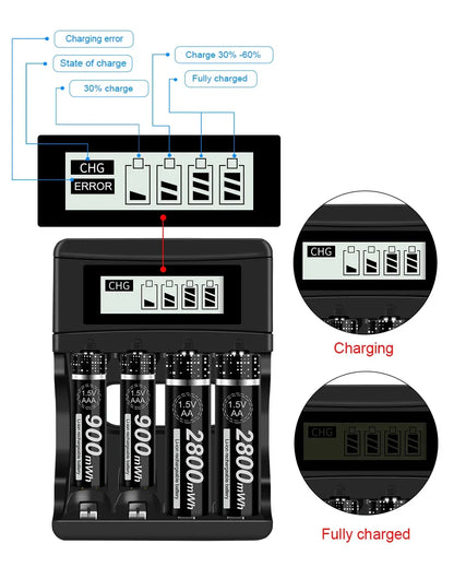 100% New 1.5V AAA Rechargeable Battery 900mWh 1.5V Li-ion Lithium Liion Li ion 3A aaa Batteries for Toy Car Camera Flashlight