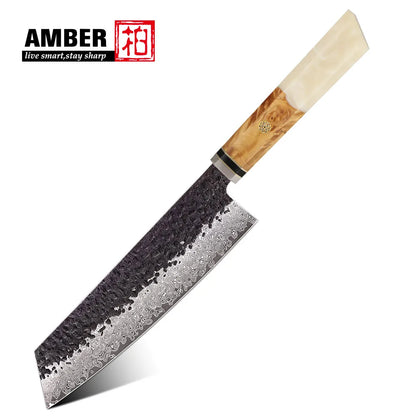 Amber 6pcs 67 Layers Damascus Vg10 Knife Set Japanese Knife Set Damascus Kitchen Knife Set Resin Handle