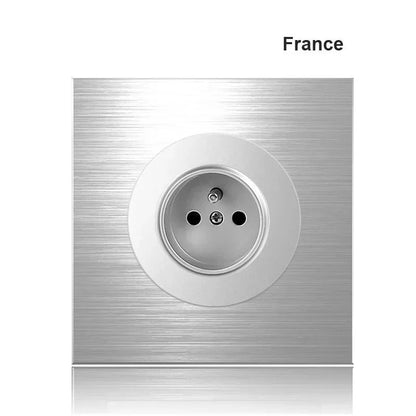1 Way Light Switch Any Click Household Silver Aluminum Alloy Panel Switch Socket 90V-250V
