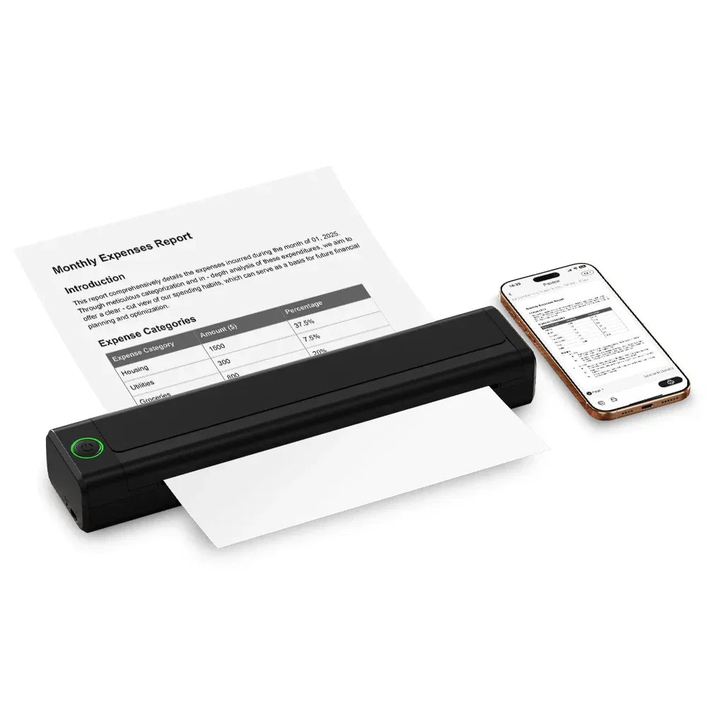 NEWYES Portable A4 Wireless Inkless Thermal Transfer Printer Mini Pocket Thermal Printer for Daily Using