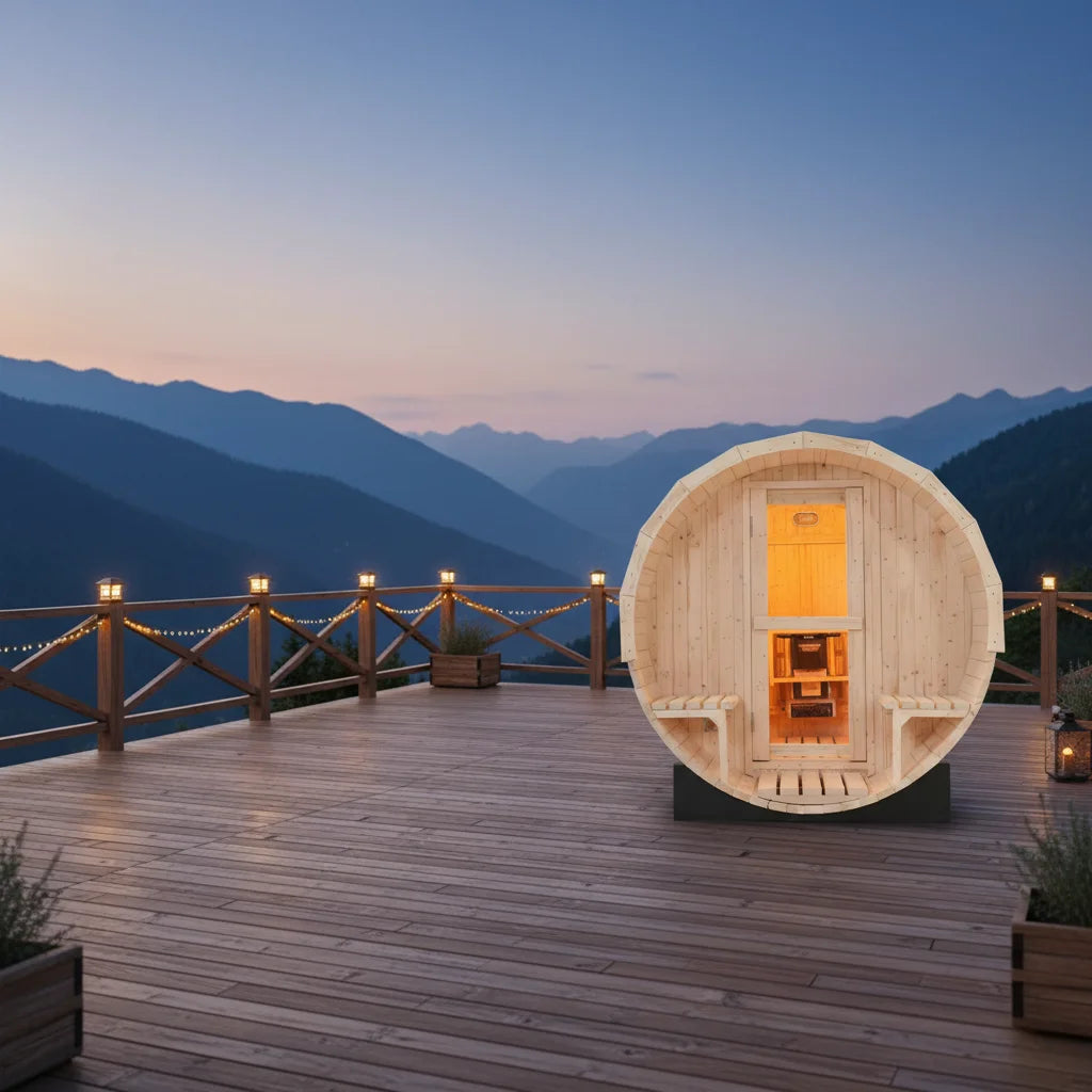3 Days Delivery Extra Large 4-6 Person Outdoor Solid Wood Barrel Sauna Premium Natural White Spruce Wood in USA Warehouse
