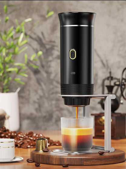 2025 USB Rechargeable Battery-Powered 20 Bar Portable Automatic Espresso Coffee Maker for Car Use Plastic Cappuccino Function
