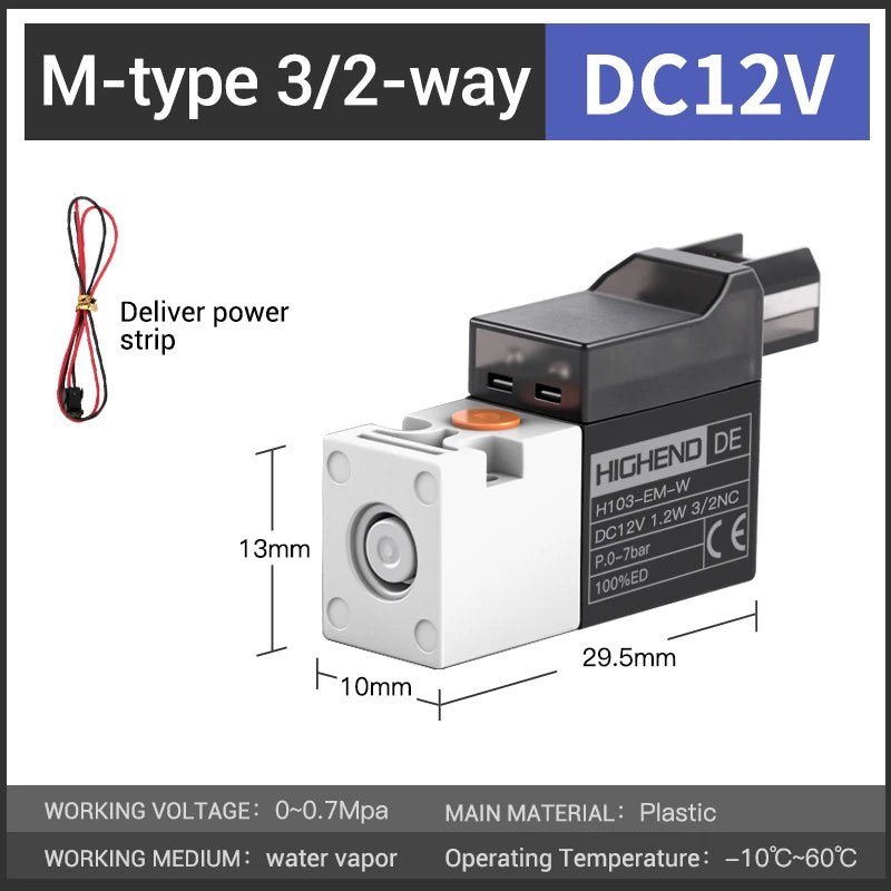 Highend 3/2 Way Direct Acting Mini Solenoid Valve 24v 10mm L/M/G-type Vacuum  Plastic Mini Sock Knitting Solenoid Valve