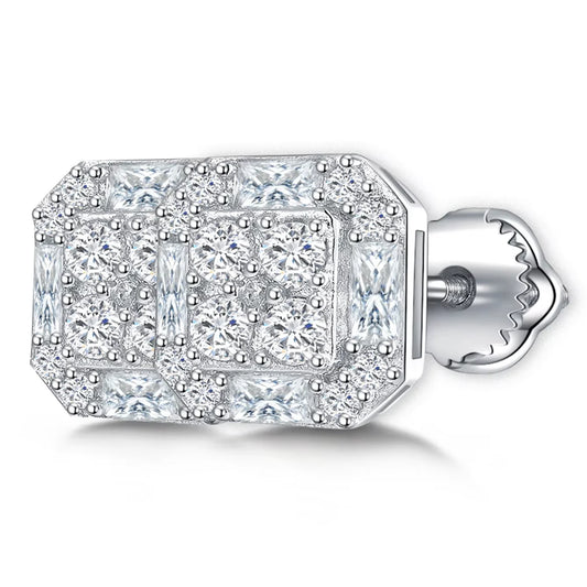 Wholesale Luxury Lab Grown Diamond Earrings Rhodium S925 Sterling Silver Fine VVS Moissanite Women Stud Earrings