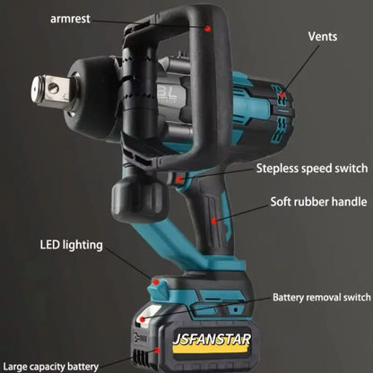 3000NM Rechargeable Large Battery Electric Impact Electric Wrench Battery Kit Professional