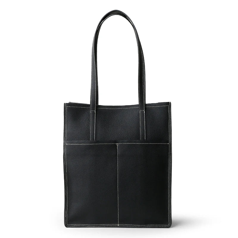 Women Luxury Full Grain Genuine Real Leather Bag Tote Shopping Laptop  Cowhide Handbag for Lady Shoulder Custom Logo