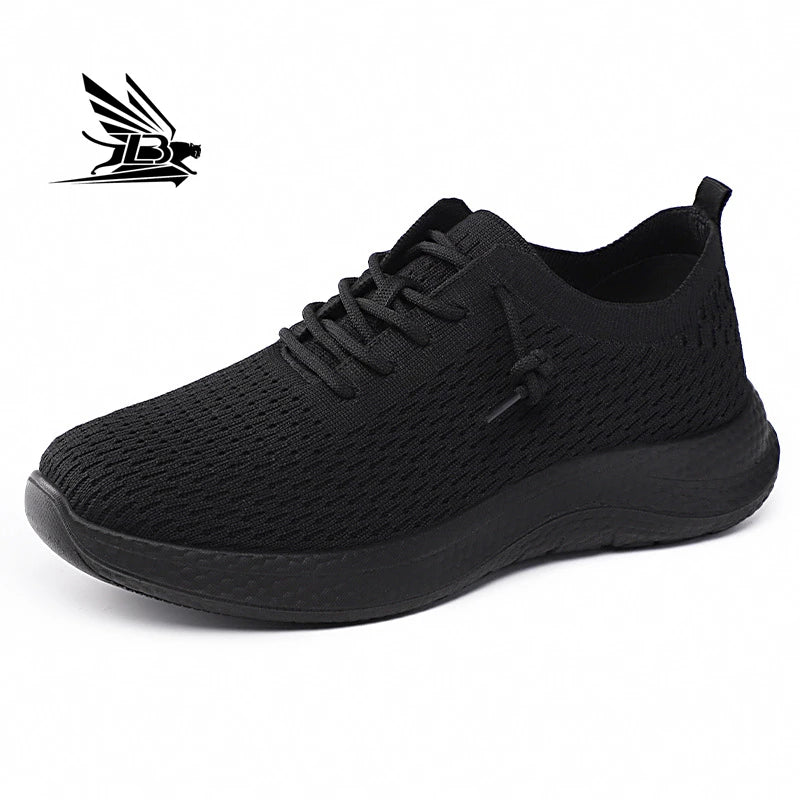 Men's Casual Flying Knitted Running Shoes Breathable Lace-Up Design Cross-Border Couple Fashion Mesh Autumn Walking Style