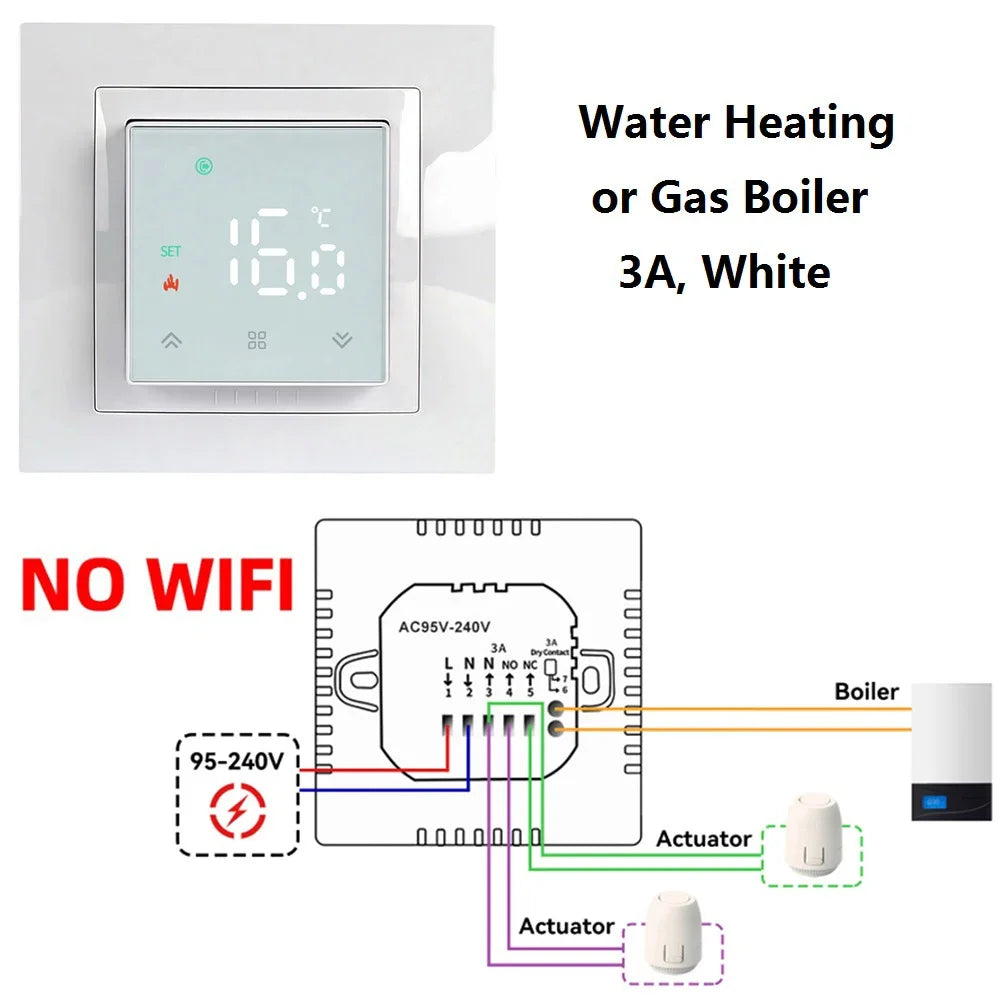 Room Thermostat Square Convex LCD Panel Child Lock Floor Heating System Programmable Smart WIFI Thermostat