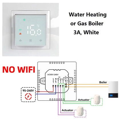 Room Thermostat Square Convex LCD Panel Child Lock Floor Heating System Programmable Smart WIFI Thermostat