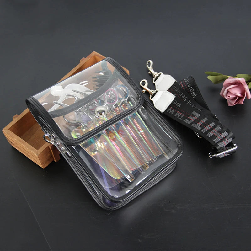 clear Jelly PVC Salon Barber Scissor Bag Transparency Scissors Pouch Barber Hairdressing Waist Bag Professional Grooming PVCtool