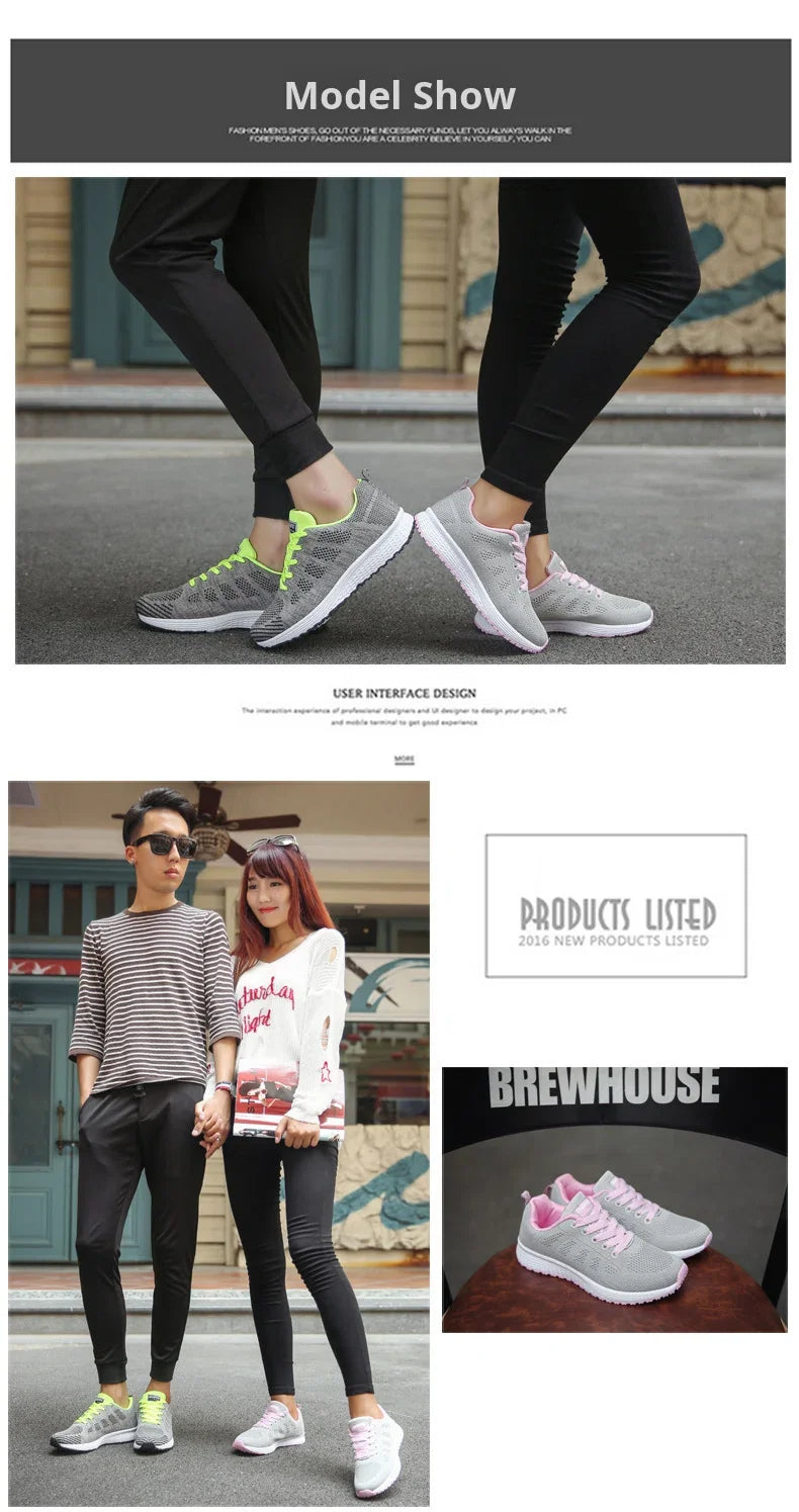 2026 NEW KJ 2024 Fashion Breathable Mesh Walking Vulcanized Shoes Women's White Sports Shoes Women's Tennis Women's Fitness
